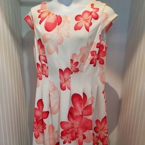 Calvin Klein White Floral Fit & Flare Dress
